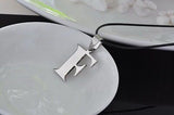 Stainless Steel Leather Necklace Pendant Lover Letter Initial Alphabet