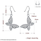Rose Gold Platinum Plated  Earrings AAA Zirconia Fish Hook Butterfly .52 L230