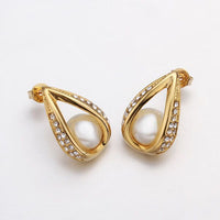 Rose Gold Platinum Plated  Earrings Stud AAA Zirconia Push Back Drop .52" L288