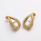 Rose Gold Platinum Plated  Earrings Stud AAA Zirconia Push Back Drop .52" L288