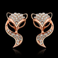 Rose Gold Platinud Plated Stud  AAA Zirconia Fox Earrings L437