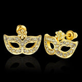 Rose Gold Plated Earrings Zirconia Push Back Mask .68" L257