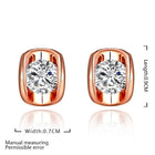 Rose Gold Platinum Plated Earrings AAA Zirconia Push Back .28" L258