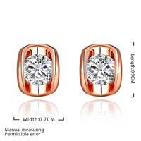Rose Gold Platinum Plated Earrings AAA Zirconia Push Back .28" L258