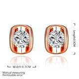 Rose Gold Platinum Plated Earrings AAA Zirconia Push Back .28" L258