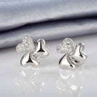 Rose Gold Plated Earrings Stud AAA Zirconia Push Back Hearts .44" L269