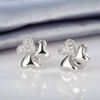 Rose Gold Plated Earrings Stud AAA Zirconia Push Back Hearts .44" L269