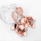 Rose Gold Plated  Earrings Drop Dangle Push Back .52" L264
