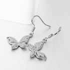 Rose Gold Platinum Plated  Earrings AAA Zirconia Fish Hook Butterfly .52 L230