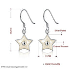 Sterling Silver Plated Earrings Drop Dangle Fish Hook Star .48" L427