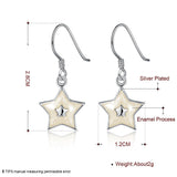 Sterling Silver Plated Earrings Drop Dangle Fish Hook Star .48" L427