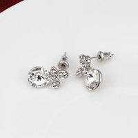 Rose Gold Platinum Plated Earrings Stud AAA Zirconia Push Back .4" L296