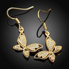 Rose Gold Platinum Plated  Earrings AAA Zirconia Fish Hook Butterfly .52 L230