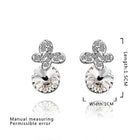 Rose Gold Platinum Plated Earrings Stud AAA Zirconia Push Back .4" L296