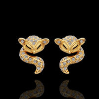 Rose Gold Platinum Plated Earrings AAA Zirconia Push Back Sugar Glider .52" L289