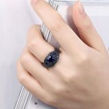 Gold Plated Black Gunmetal P Fashion Set Ring AAA Zirconia Women B322