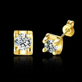 Rose Gold Platinum Plated Earrings Stud AAA Zirconia Push Back .24" L323