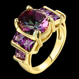 Rose Gold Plated Fashion Ring Purple AAA Zirconia Women B250