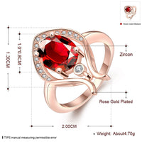 Rose Gold Platinum  Plated Fashion Ring Red AAA Zirconia Women B255