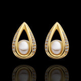 Rose Gold Platinum Plated  Earrings Stud AAA Zirconia Push Back Drop .52" L288