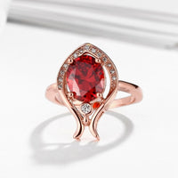 Rose Gold Platinum  Plated Fashion Ring Red AAA Zirconia Women B255