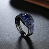 Gold Plated Black Gunmetal P Fashion Set Ring AAA Zirconia Women B322