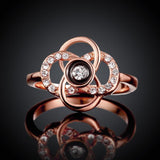 Rose Gold Platinum  Plated Fashion Ring Black AAA Zirconia Women Flower B293