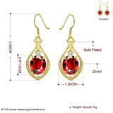 Rose Gold Platinum Plated Red Earrings AAA Zirconia Fish Hook .52" L232
