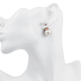 Rose Gold Platinum Plated Earrings Stud Synthetic Pearl Push Back .60" L178