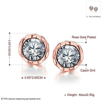 Rose Gold Plated Earrings Stud Czech Drill AAA Zirconia Push Back .34 L172