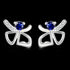 Rose Gold Platinum Plated Red Earrings Stud AAA Zirconia Push Back Bow .44" L233