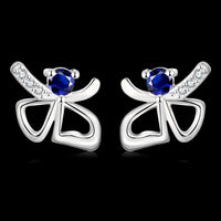 Rose Gold Platinum Plated Red Earrings Stud AAA Zirconia Push Back Bow .44" L233