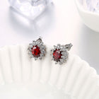 Platinum Plated Colors  Earrings Stud AAA Cubic Zirconia Push Back .48" L246