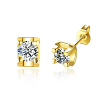Rose Gold Platinum Plated Earrings Stud AAA Zirconia Push Back .24" L323