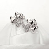 Rose Gold Plated Earrings Stud AAA Zirconia Push Back Hearts .44" L269
