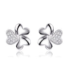 Rose Gold Plated Earrings Stud AAA Zirconia Push Back Hearts .44" L269