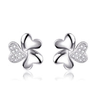 Rose Gold Plated Earrings Stud AAA Zirconia Push Back Hearts .44" L269