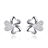 Rose Gold Plated Earrings Stud AAA Zirconia Push Back Hearts .44" L269