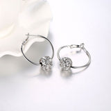 Rose Gold Platinum Plated  Earrings Drop Dangle AAA Zirconia French Clip.4" L242