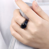 Gold Plated Black Gunmetal P Fashion Ring Blue AAA Zirconia Women Unisex B321