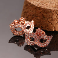 Rose Gold Plated Earrings Zirconia Push Back Mask .68" L257