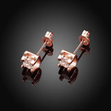 Rose Gold Platinum Plated Earrings Stud AAA Zirconia Push Back .24" L323