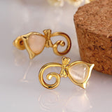 Rose Gold Plated Earrings Stud Push Back Cat .48" L263
