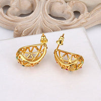 Rose Gold Platinum Plated  Earrings Stud AAA Zirconia Push Back .56" L312