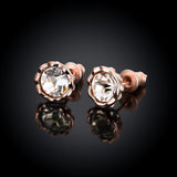 Rose Gold Plated Earrings Stud Czech Drill AAA Zirconia Push Back .34 L172