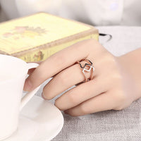 Rose Gold Platinum Plated Fashion Ring Women Open Double Line B475