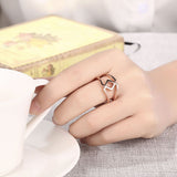 Rose Gold Platinum Plated Fashion Ring Women Open Double Line B475