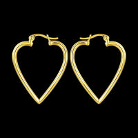 Rose Gold Plated Earrings Hoop Hinged Hoop Hearts 1" L270