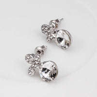 Rose Gold Platinum Plated Earrings Stud AAA Zirconia Push Back .4" L296