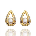 Rose Gold Platinum Plated  Earrings Stud AAA Zirconia Push Back Drop .52" L288